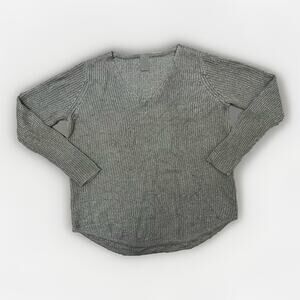 Faded Glory Women’s Large Gray Ribbed Knit Long Sleeve Sweater Casual Basic